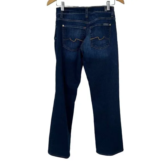 7 For All Mankind Jeans Size 28 Bootcut Straight Stretch Denim Dark Wash - Picture 2 of 6
